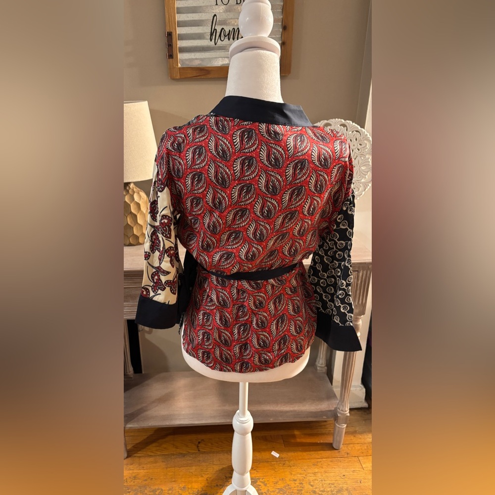 Meadow Rue by Anthropologie Multi Print Kimono Style Wrap Top - Picture 5 of 11